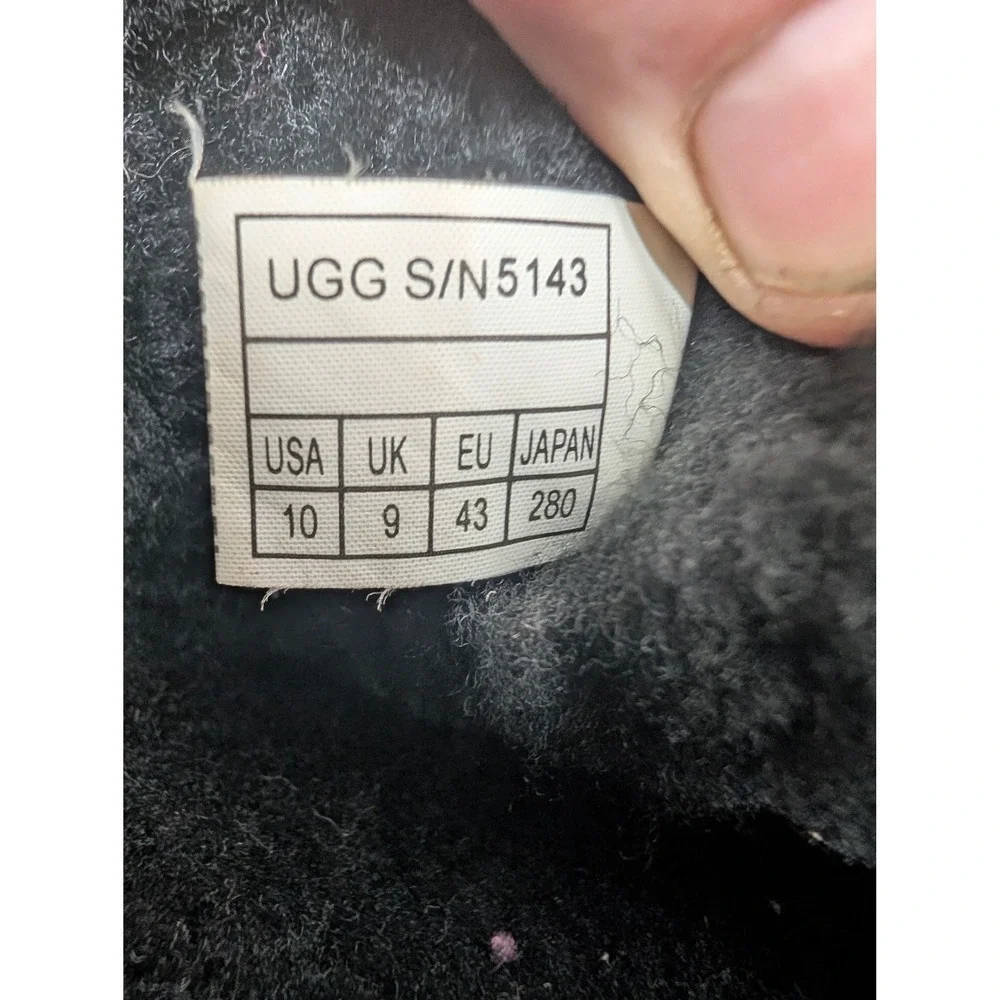 UGG Australia Butte Black Leather Suede Sheepskin Winter Boots 5143‎ Men's 10